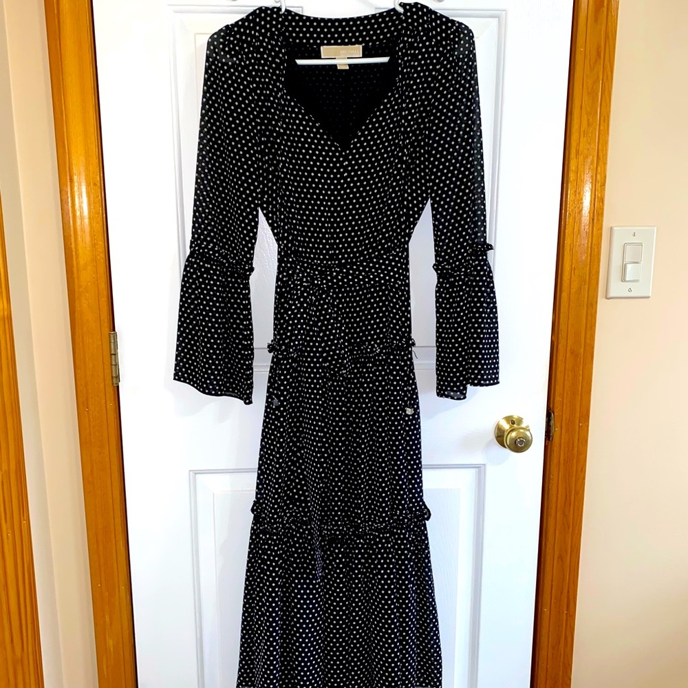 Michael Kors long midi polka dot dress